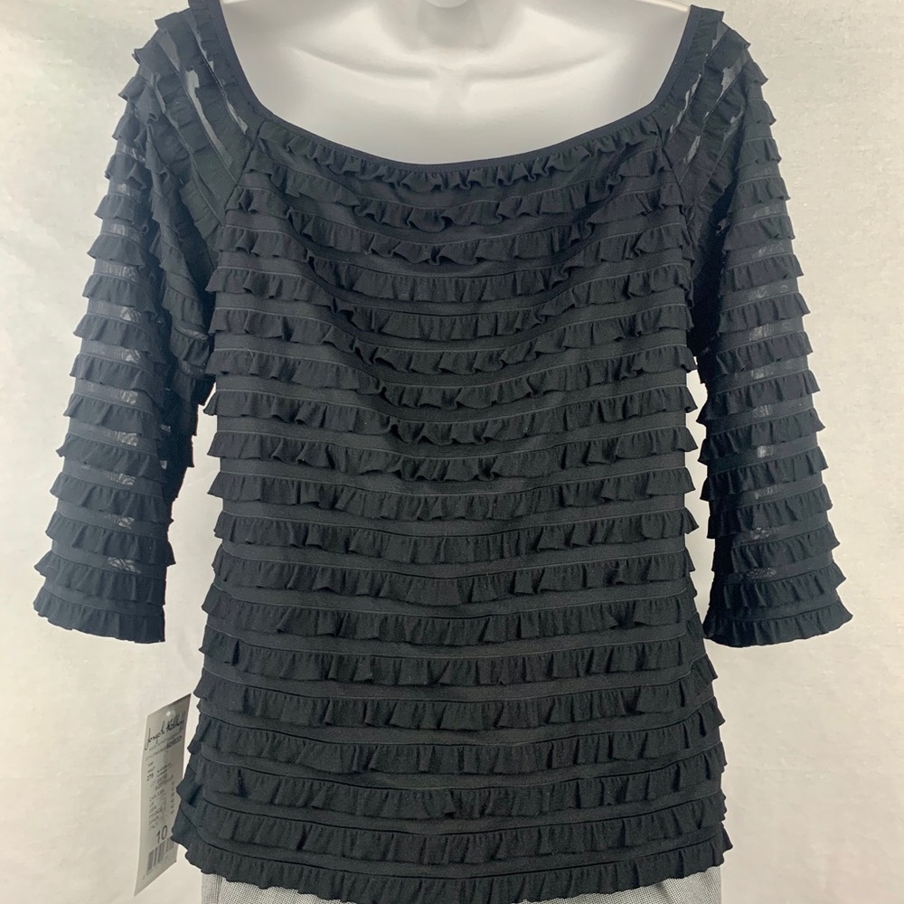Joseph Ribkoff Ruffled 3/4 Sleeve Square-Neck Top - Picture 3 of 11